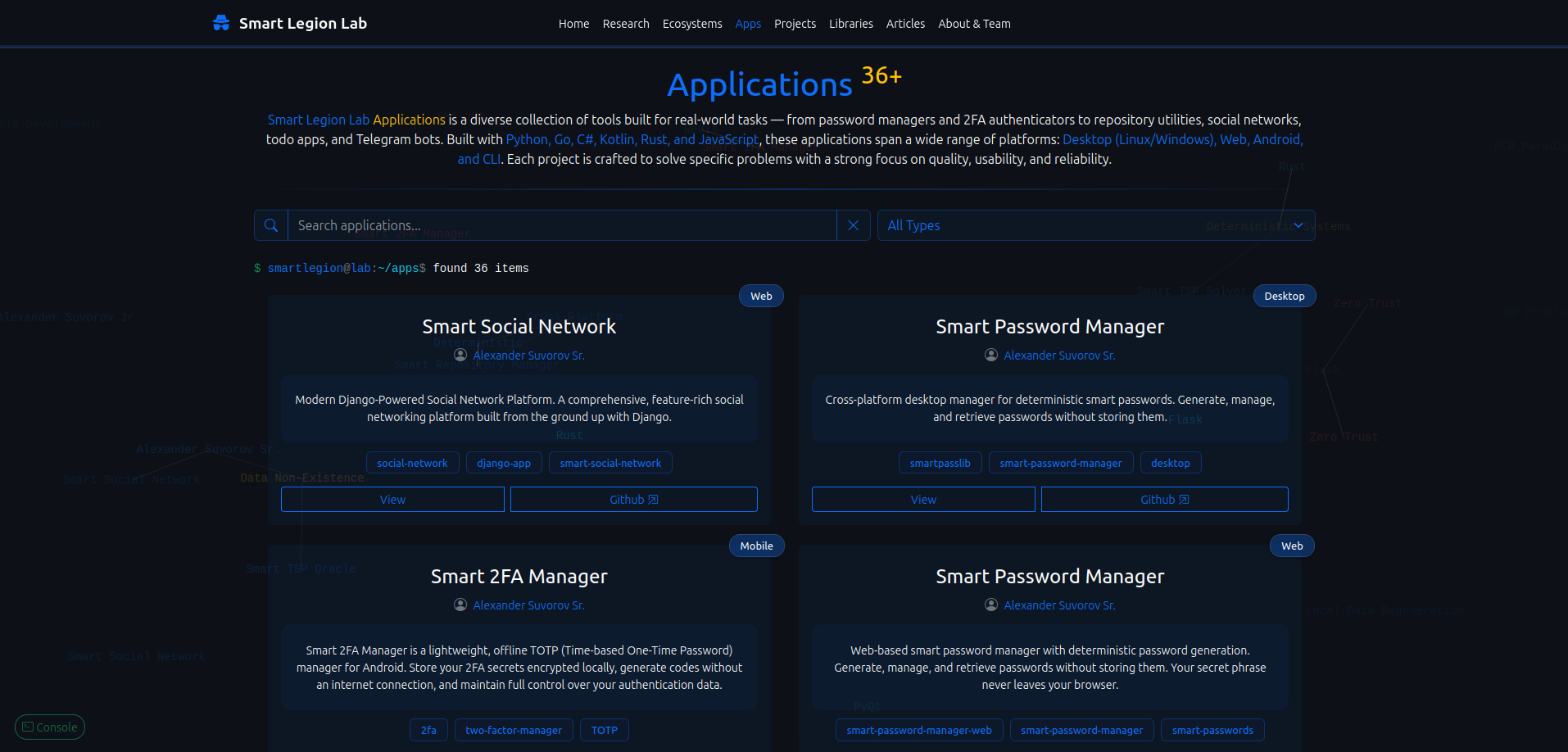 Applications Page