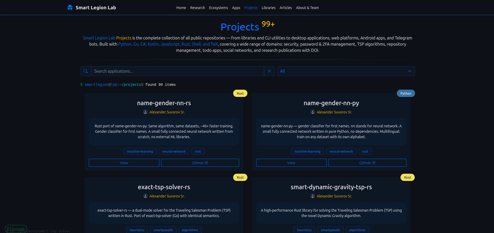 Projects Page